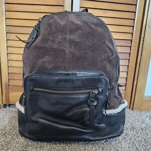 Coach Brown and Black Suede Leather Backpack